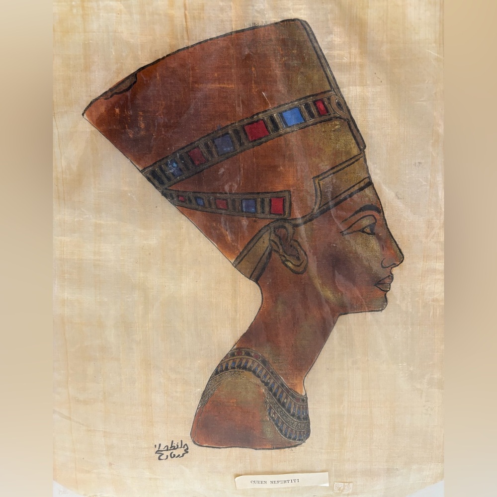 Egyptian‎ Papyrus Art with Nefertiti Portrait